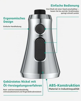 Kuchyňská hlavice Mbillion ABS, univerzální rozprašovací tryska se 3 funkcemi, se 14 adaptéry,