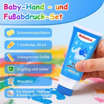 Detské prstové farby Nabance, netoxické s hubičkovým nástavcom, 50 ml, detské farby s odtlačkami stôp,