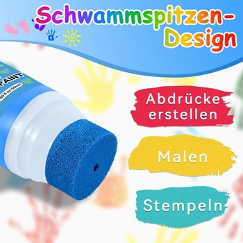 Detské prstové farby Nabance, netoxické s hubičkovým nástavcom, 50 ml, detské farby s odtlačkami stôp,