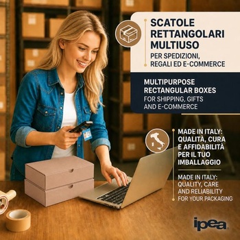 Prepravná krabica IPEA 21 x 15 x 5 cm pre dopravu, e-commerce, darčeky - 10 kusov - Vyrobené v Taliansku