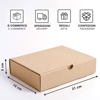 Prepravná krabica IPEA 21 x 15 x 5 cm pre dopravu, e-commerce, darčeky - 10 kusov - Vyrobené v Taliansku