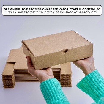 Prepravná krabica IPEA 21 x 15 x 5 cm pre dopravu, e-commerce, darčeky - 10 kusov - Vyrobené v Taliansku