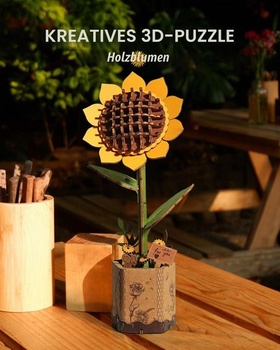 ROBOTIME 3D drevené puzzle s umelými kvetmi, modelové sady pre dospelých, kreatívne bytové