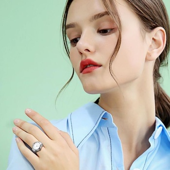 JewelryWe Dámske prsteňové hodinky na prst Analógové quartzové hodinky s elastickým pásikom na