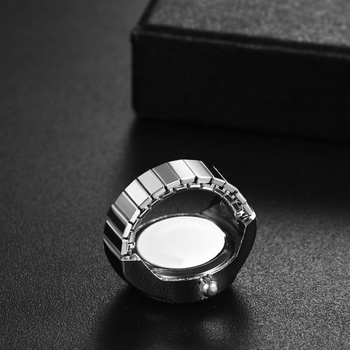 JewelryWe Dámske prsteňové hodinky na prst Analógové quartzové hodinky s elastickým pásikom na