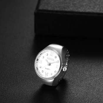 JewelryWe Dámske prsteňové hodinky na prst Analógové quartzové hodinky s elastickým pásikom na