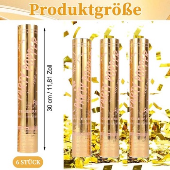 Konfetové delo - 6 kusov 30cm konfetových diel zo zlatej fólie, poppers so zlatom, párty konfetové