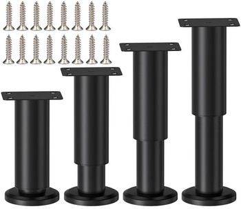Nastaviteľné nábytkové nohy, 4 kusy, čierny kov, 8-12 cm (4 ks 8 cm-12 cm)