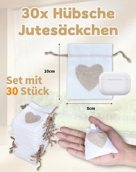 30x jutové vrecká 10x8cm plniteľné vrecká srdiečkové darčekové vrecká jutové vrecká malé darčekové vrecká