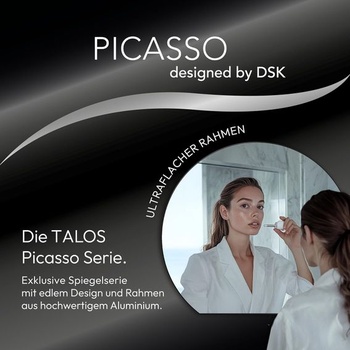 Zrkadlo Talos Picasso, čierne, Ø 100 cm - Elegantné nástenné zrkadlo s hliníkovým rámom - Ideálne do