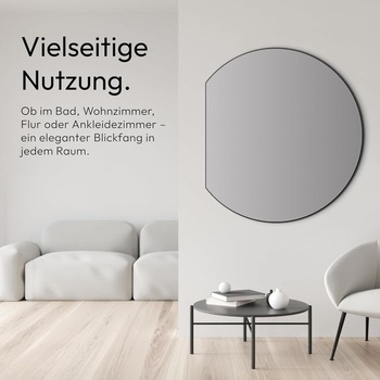 Zrkadlo Talos Picasso, čierne, Ø 100 cm - Elegantné nástenné zrkadlo s hliníkovým rámom - Ideálne do