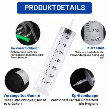350ml striekačka s hadicou, plastová striekačka s viečkom, veľká striekačka