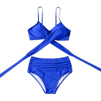 Dámske bikiny RXRXCOCO zavinovací XL modrá