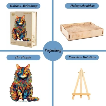 Jigfoxy dřevěné puzzle pro dospělé, dřevěné puzzle s motivem kočky Maine Coon pro dospělé a děti,