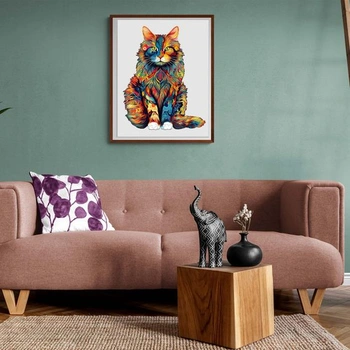 Jigfoxy dřevěné puzzle pro dospělé, dřevěné puzzle s motivem kočky Maine Coon pro dospělé a děti,