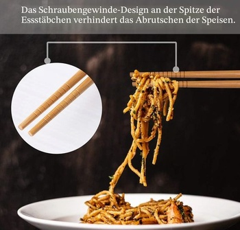 MELLIEX Sada 10 párov japonských bambusových paličiek, opakovane použiteľných a umývateľných, s čiernou
