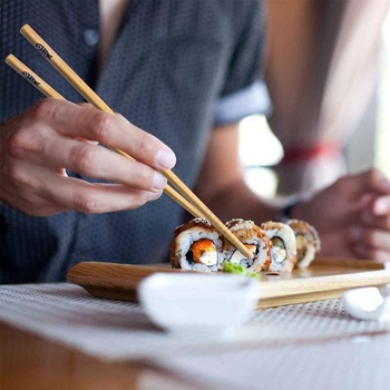 MELLIEX Sada 10 párov japonských bambusových paličiek, opakovane použiteľných a umývateľných, s čiernou