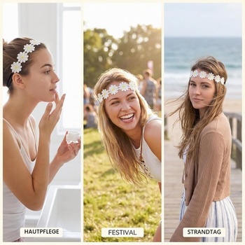 2 x Čelenka se sedmikráskami, Slunečnice, Hippie koruna, Věnec do vlasů, Bohémský styl, Čelenka na