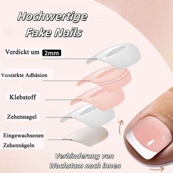 Súprava 24 krátkych, štvorcových, telových, lesklých natlakovacích nechtov s lepidlom na nechty.