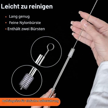 4 opakovaně použitelná brčka z nerezové oceli 304 s 1 čisticím kartáčkem, kovová brčka z nerezové