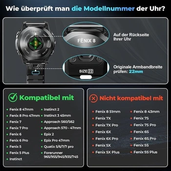 Náramek kompatibilní s Fenix 7/7 Pro/6/6 Pro/8 47mm/5, Forerunner 965 Náhradní silikonový