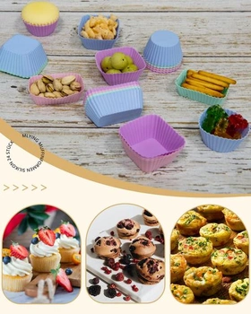 Silikonové formy na muffiny k opakovanému použití, 24 kusů, malé silikonové formy na muffiny,