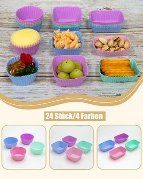 Silikonové formy na muffiny k opakovanému použití, 24 kusů, malé silikonové formy na muffiny,