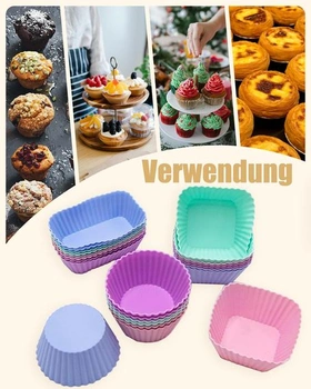 Silikonové formy na muffiny k opakovanému použití, 24 kusů, malé silikonové formy na muffiny,