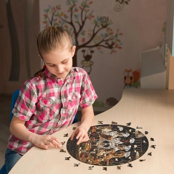 Ikonické puzzle - Psi šéfkuchaři, Fantasy zvířata, 100% udržitelné dřevěné puzzle, dárky pro děti i
