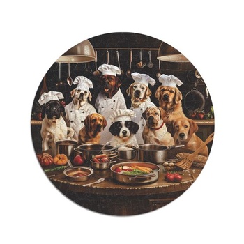 Ikonické puzzle - Psy šéfkuchári, Fantasy zvieratá, 100% udržateľné drevené puzzle, darčeky pre deti aj