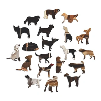 Ikonické puzzle - Psi šéfkuchaři, Fantasy zvířata, 100% udržitelné dřevěné puzzle, dárky pro děti i