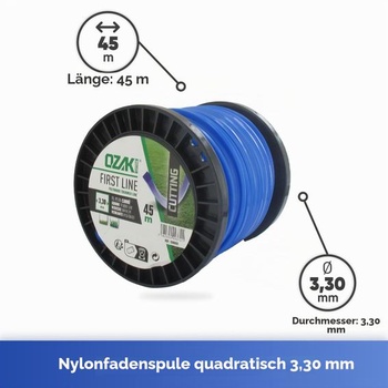 Greenstar - Nylonová páska, štvorcová, modrá, 45 m - Ø 3,30 mm