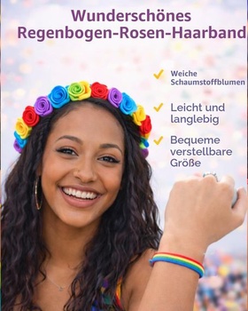LGBTQ květinová čelenka, duhová čelenka se 2 náramky, duhová růžová čelenka, květinová korunní