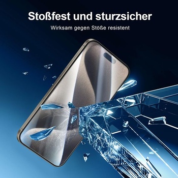 NOVINKA pro iPhone 15 Pro Max z tvrzeného skla + ochranná fólie na kameru s montážní pomůckou,