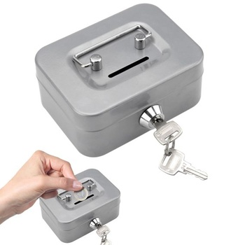 Elegantná oceľová krabička, uzamykateľná pokladnička, pokladnička na kávu