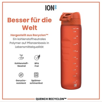 Fľaša na vodu ION8 s objemom 1 liter, 1000 ml, nepriepustná, otváranie jednou rukou, bezpečný zamykací