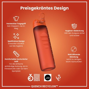 Fľaša na vodu ION8 s objemom 1 liter, 1000 ml, nepriepustná, otváranie jednou rukou, bezpečný zamykací