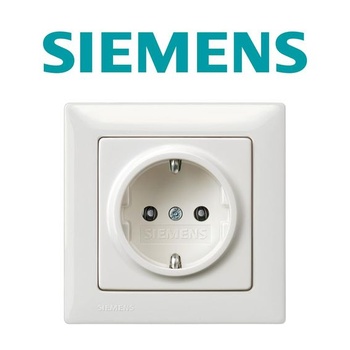 Kompletní sada zásuvek Siemens - zásuvka Schuko a rámeček titanově bílá