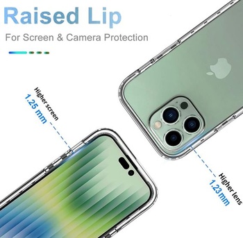 Ochranný kryt pro iPhone 14 Pro Max, pro Apple 14 Pro Max s tvrzeným sklem, průhledná konstrukce s