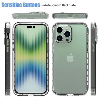Ochranný kryt pre iPhone 14 Pro Max, pre Apple 14 Pro Max s tvrdeným sklom, priehľadná konštrukcia s