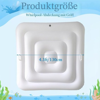 Nafukovací kryt na vířivku 130 cm, Nafukovací kryt na bazén se 2 rukojeťmi, Zesílený termokryt,