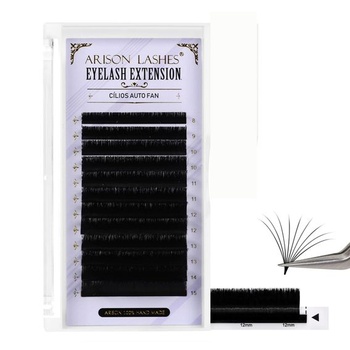 Arison Lashes Easy Fan Lashes predlžovacie riasy 0,05 mm C-Curl 8-15 mm zmiešaná dĺžka, samonavíjacia