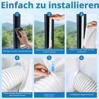 Těsnění okna klimatizace 400 cm pro mobilní klimatizace, těsnění okna s dvojitým zipem pro okna