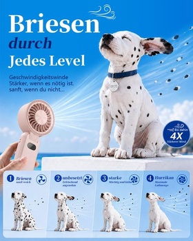 Ruční ventilátor, mini ventilátor, dobíjecí přes USB s baterií 3600 mAh a LED displejem,