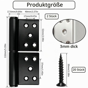 2 odolné dveřní panty, panty pro zahradní branku z nerezové oceli, panty pro otočné dveře pro