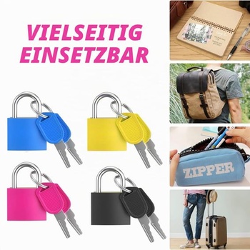 Zámky na kufry, balení po 4 kusech, visací zámky, zámky na zavazadla, malé visací zámky s klíči,