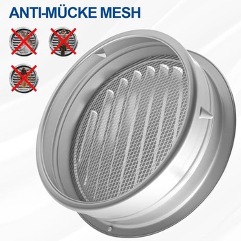Okrúhla vetracia mriežka, vetracia mriežka z nerezovej ocele 150 mm, výfuková mriežka s moskytiérou,