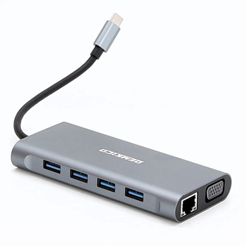 DEMKICO 11v1 USB C Hub Multiport adaptér s 4K HDMI, 1080P VGA, 100W PD, USB 3.0, USB 2.0 porty,