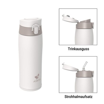 AORIN nerezová termoska/fľaša na vodu 500/750/950ml | 2 nepriepustné viečka so slamkou, udržuje nápoje