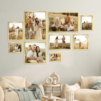 Giftgarden Zlatý fotorámeček 20x20 cm - Elegantní plastový fotorámeček zlatý 8 x 8 palců